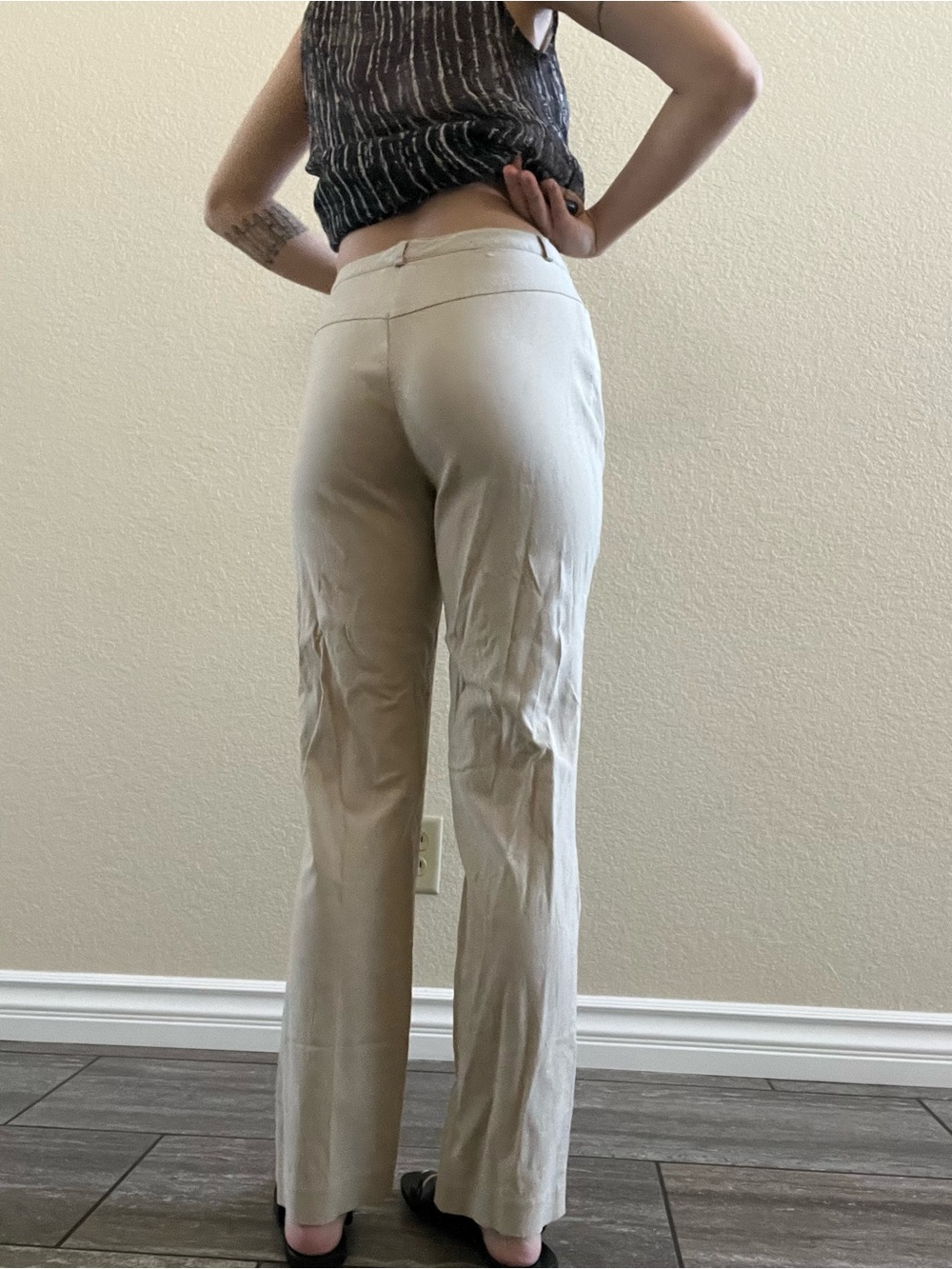 Vintage 90s y2k Express Neutral Beige Straight-Leg mid rise Pants trousers